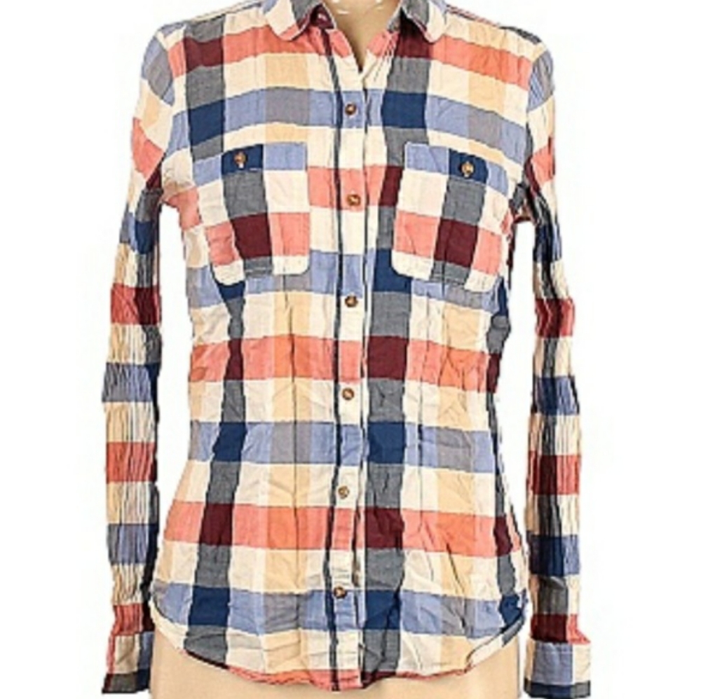 Forever 21 Size Medium Long Sleeve Button Down Plaid Cotton Shirt